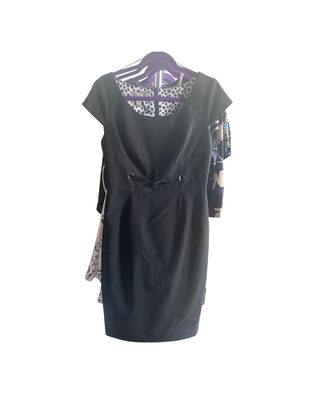London Times Black Polka Dot Lined Dress Size 8 - Excellent Condition